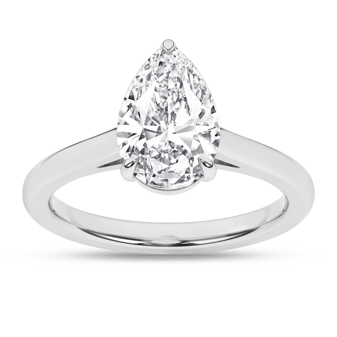 14K White Pear Lab Grown Diamond Solitaire Engagement Ring