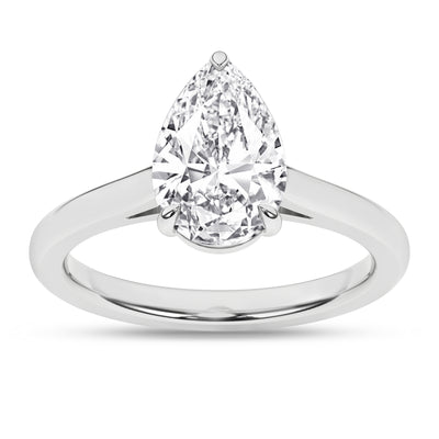 14K White Pear Lab Grown Diamond Solitaire Engagement Ring