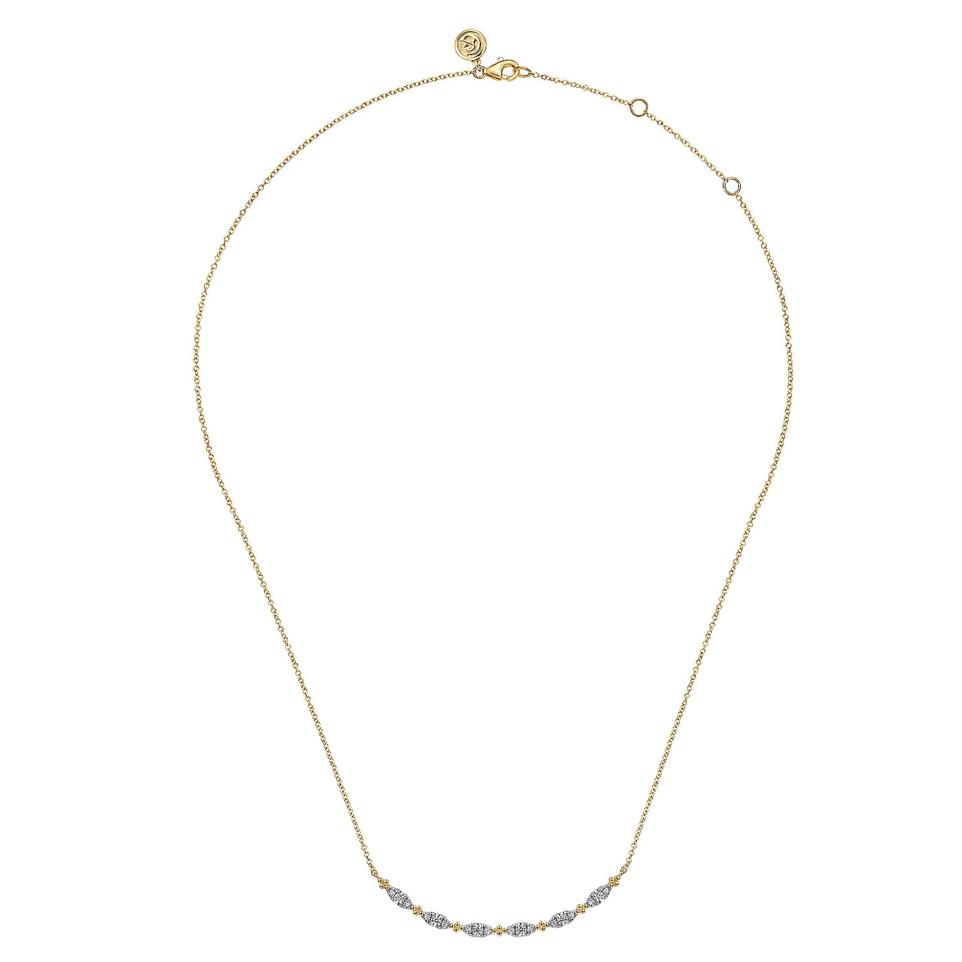 14K Yellow Natural Diamond 17.5 inch Necklace