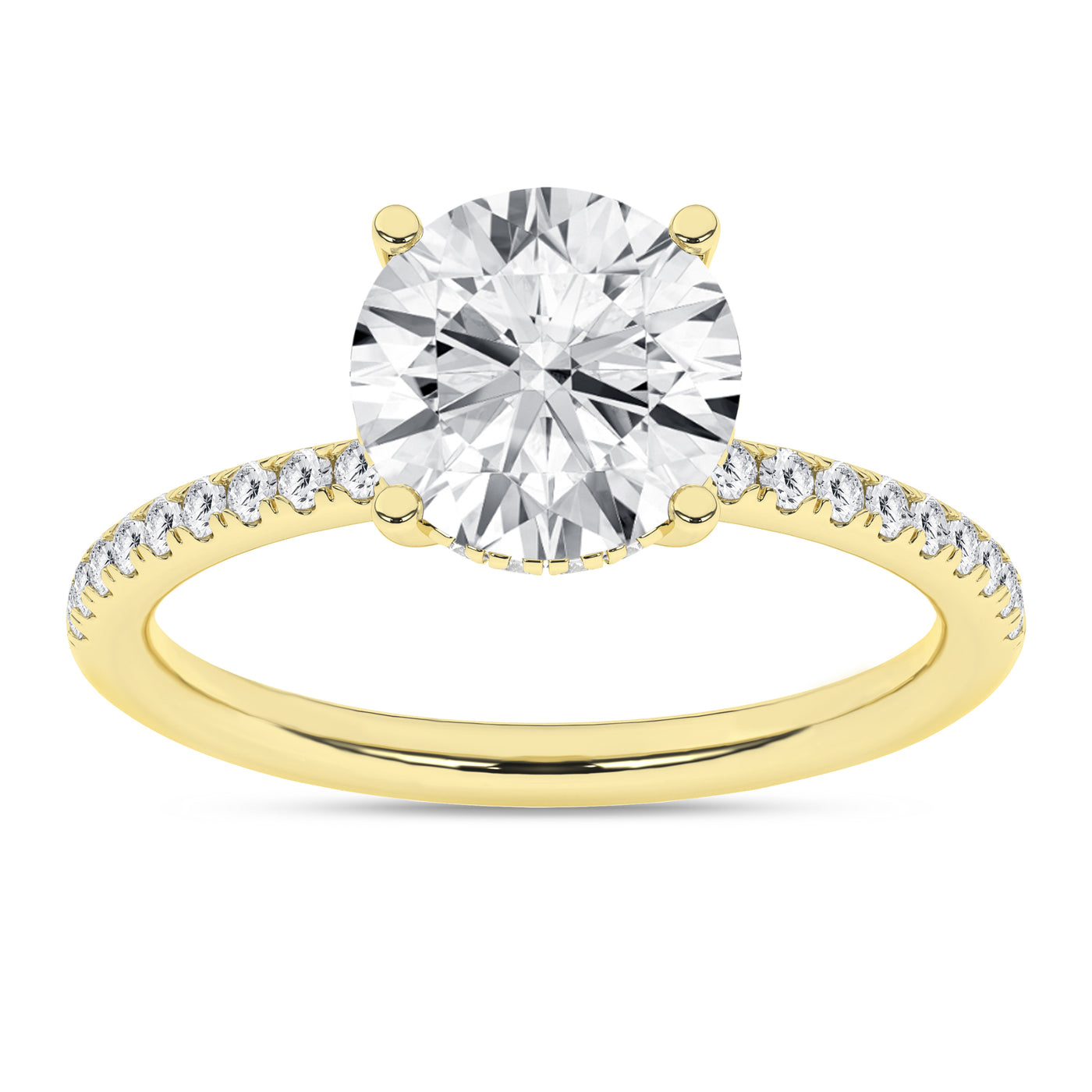 14K Yellow Round Brilliant Cut Lab Grown Diamond Solitaire Engagement Ring