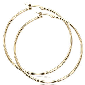 14K Yellow Tube Hoop Earrings