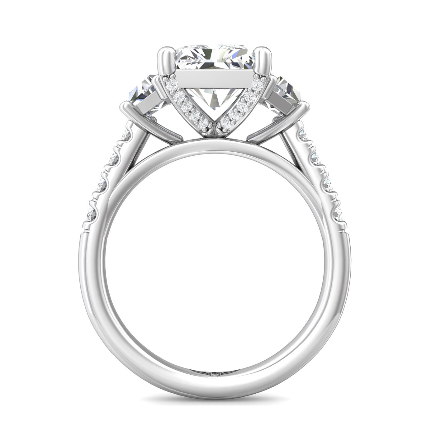 Platinum Radiant Lab Grown Diamond Three Stone Engagement Ring