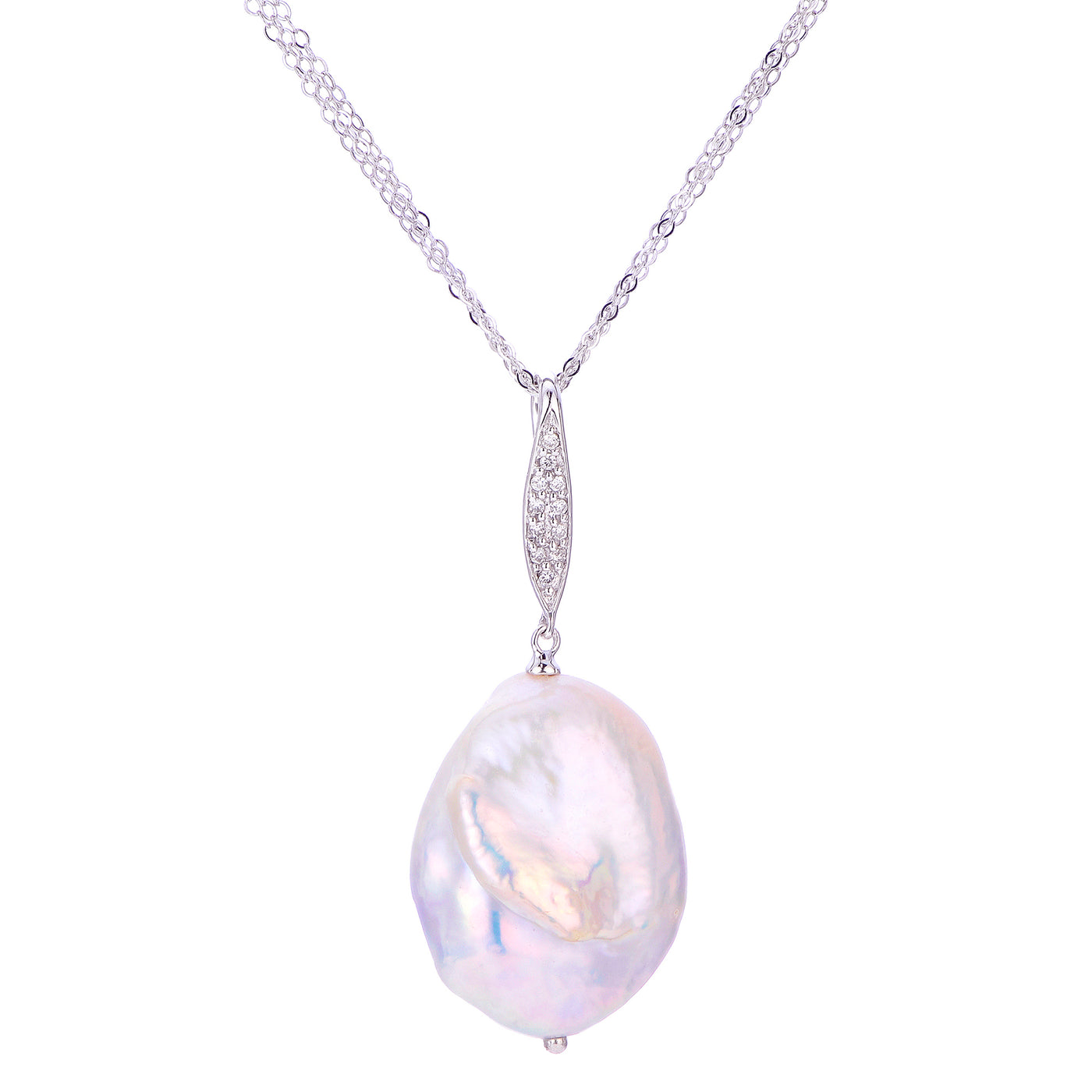 14KT White Gold Freshwater Pearl Pendant