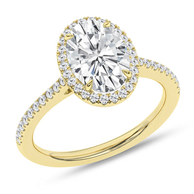 14K Yellow Oval Lab Grown Diamond Halo Engagement Ring