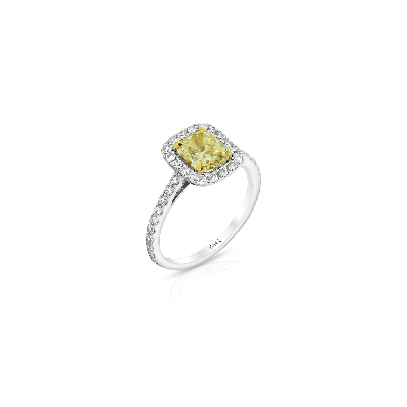 18K White & Yellow Halo Natural Diamond Ring Size 6.5