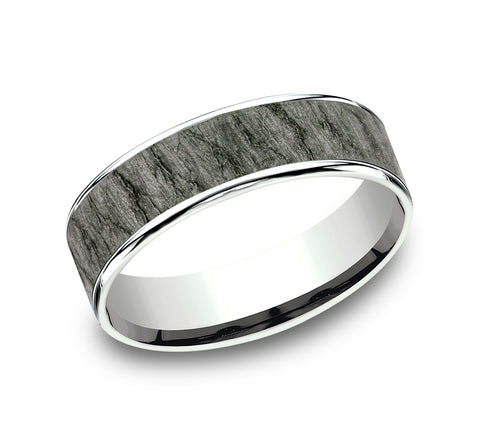 Tantalum/14K White Gold 6.5 mm Ammara Stone Wedding Band