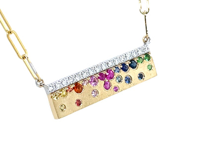 14K Yellow Multi-Gemstone and Natural Diamond 18 inch Necklace
