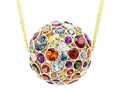 14K Yellow Gold Multi-Gemstone and Natural Diamond Necklace