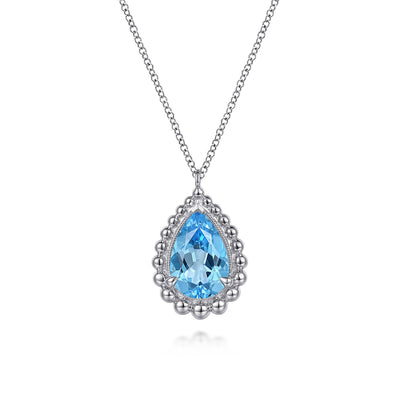 Sterling Silver Blue Topaz 17.5 inch Necklace