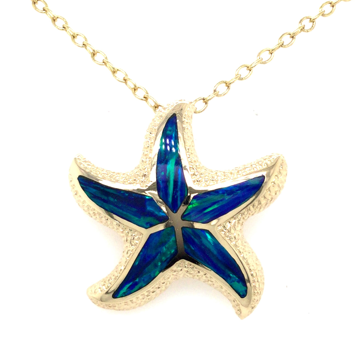 14K Yellow Opalite Star Fish Pendant