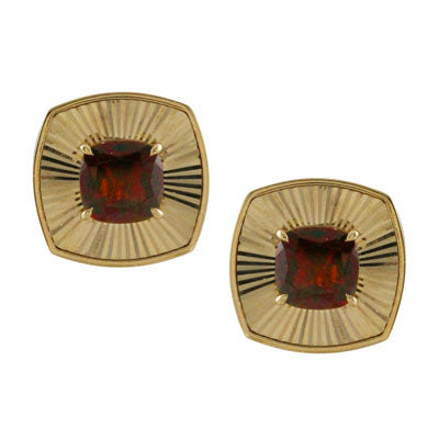 18K Yellow Garnet Stud Earrings