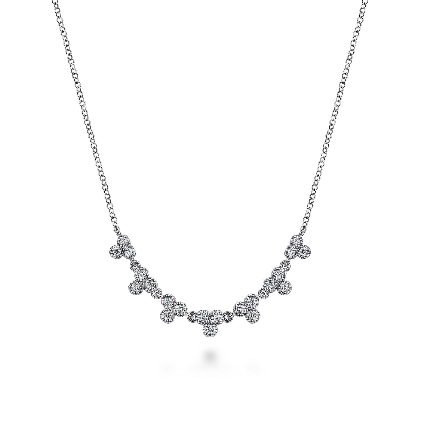 14K White Natural Diamond 17.5 inch Necklace