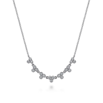 14K White Natural Diamond 17.5 inch Necklace