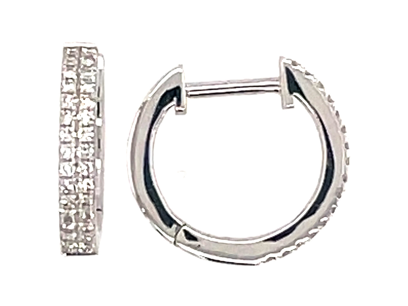 14K White Natural Diamond Huggie Earrings