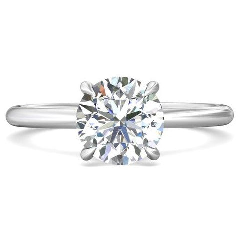 14K White Natural Diamond Semi-Mount Ring that accomodates a 8.00 mm Center