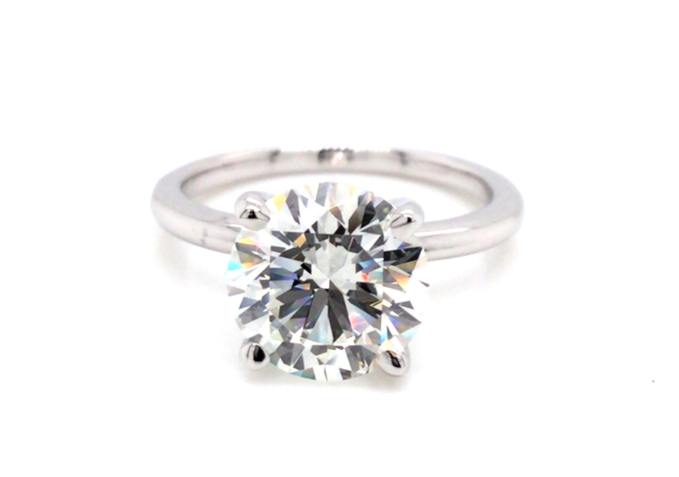 Platinum Round Brilliant Cut Natural Diamond Solitaire Engagement Ring