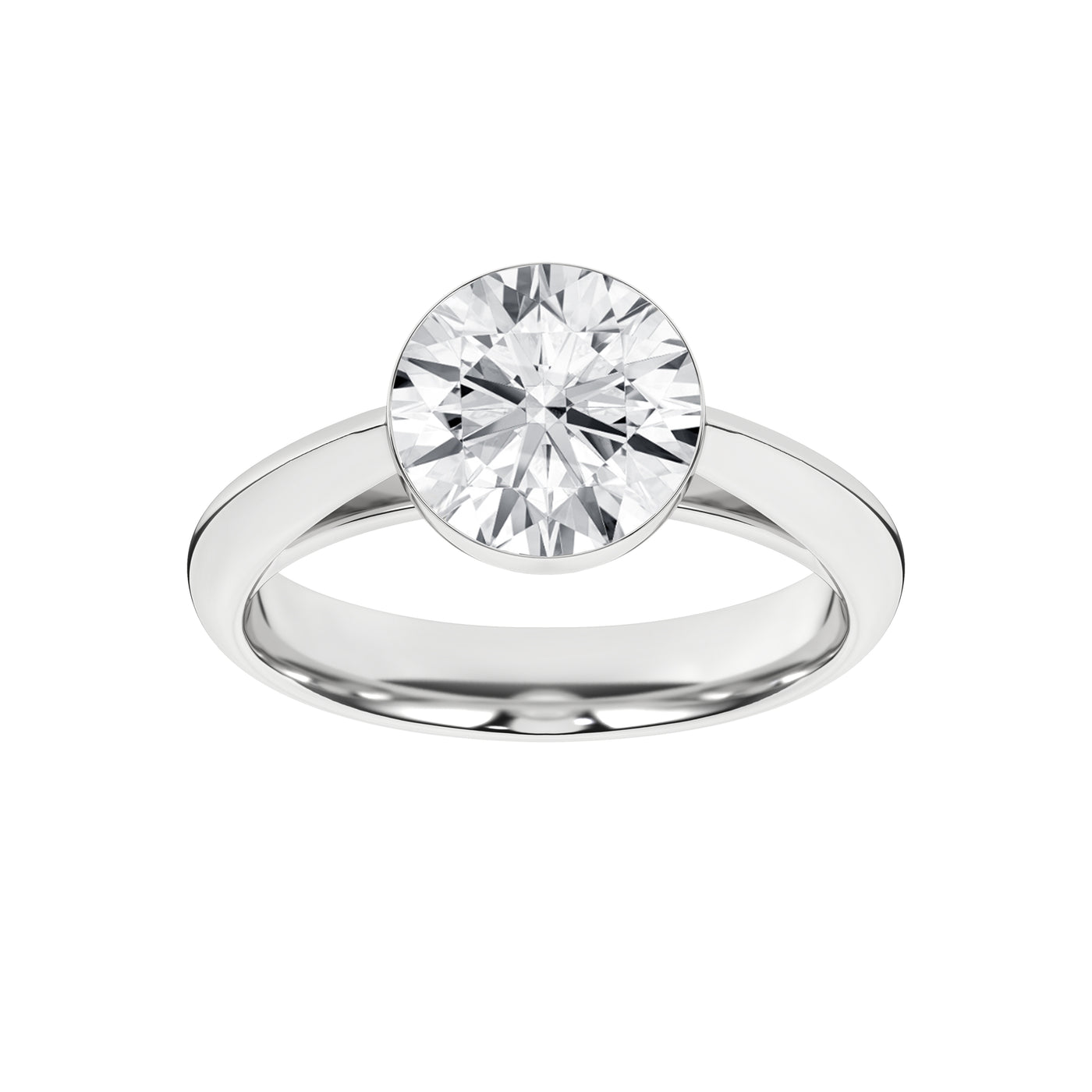 14K White Round Brilliant Cut Lab Grown Diamond Solitaire Engagement Ring