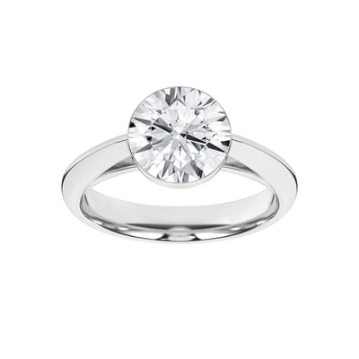 14K White Round Brilliant Cut Lab Grown Diamond Solitaire Engagement Ring