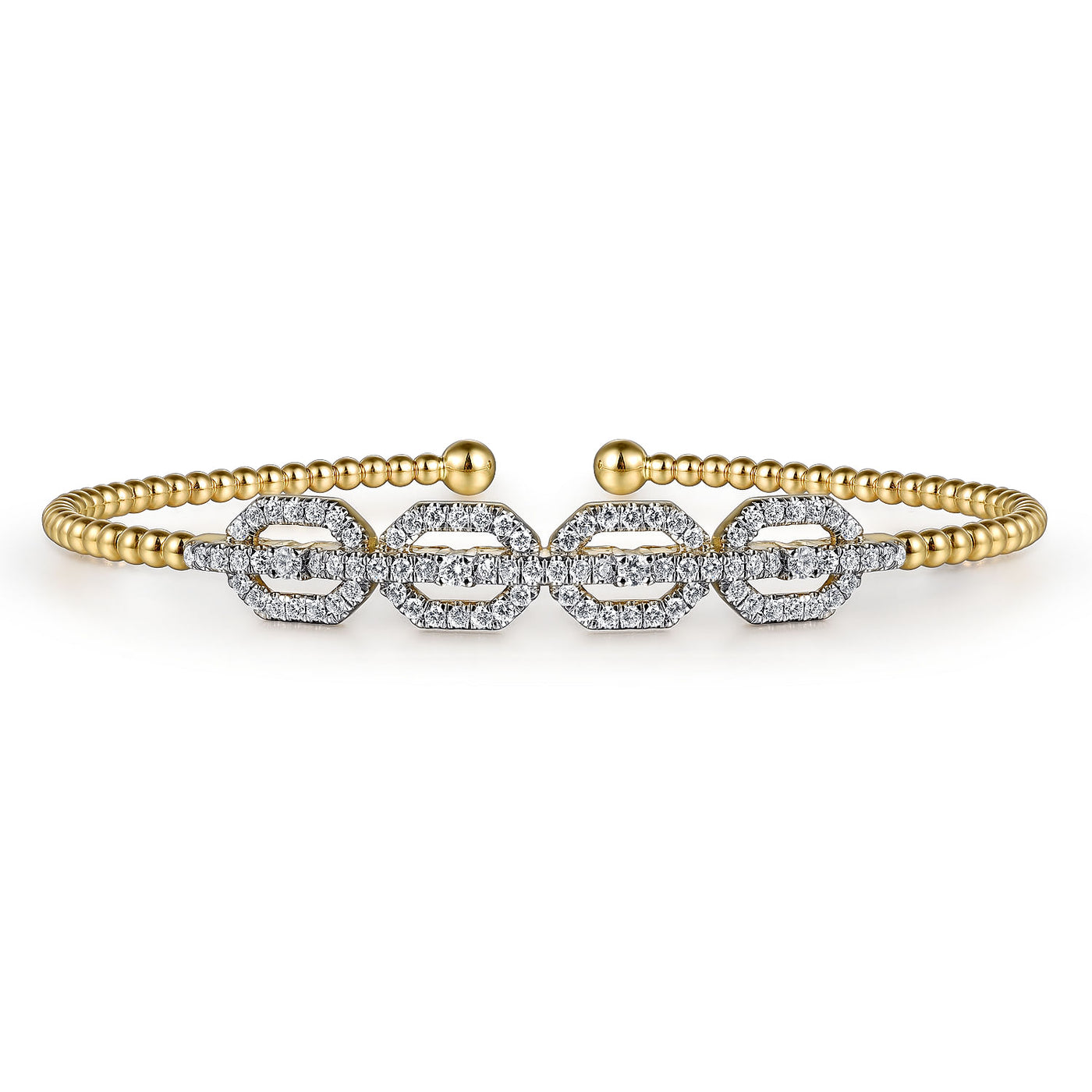 14K Yellow Natural Diamond Cuff Bracelet