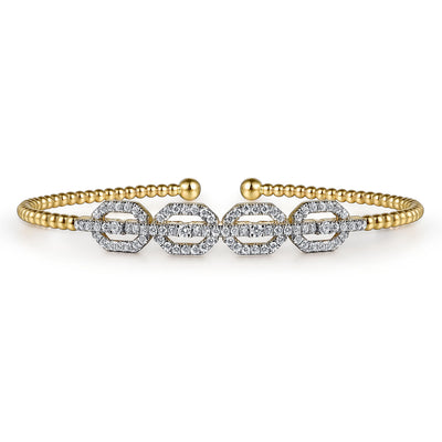 14K Yellow Natural Diamond Cuff Bracelet