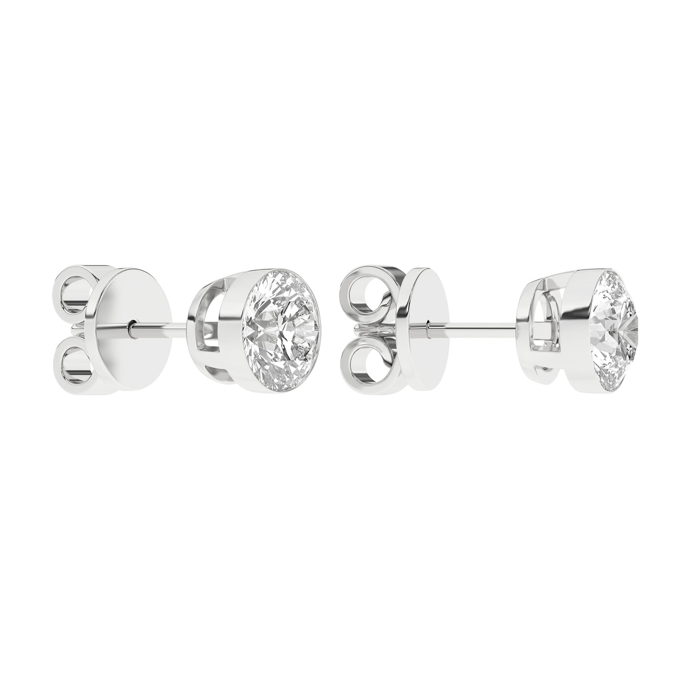 14K White Bezel Lab Grown Diamond Stud Earrings