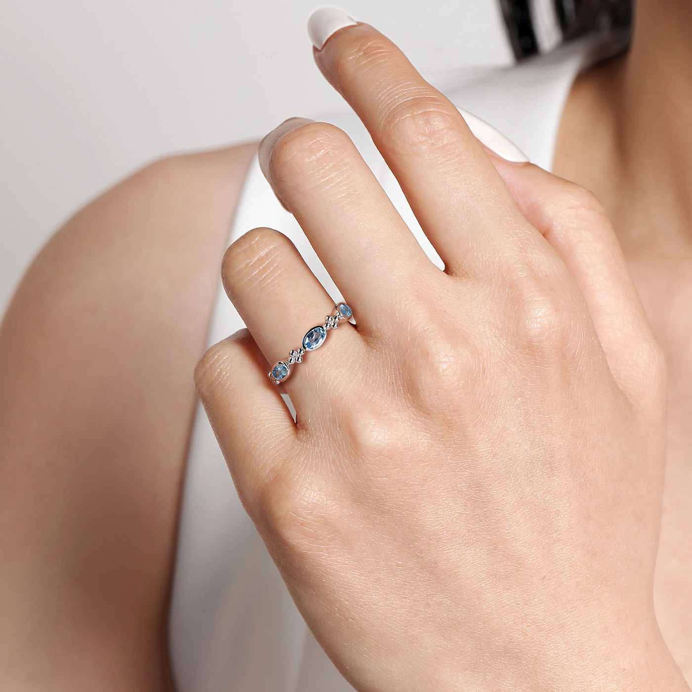 Sterling Silver Blue Topaz Stackable Ring