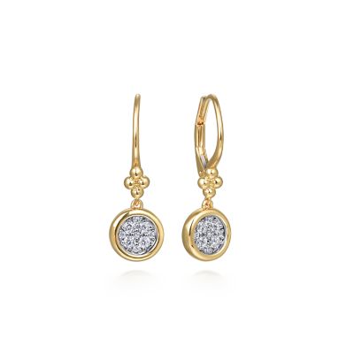 14K Yellow Natural Diamond Dangle Earrings