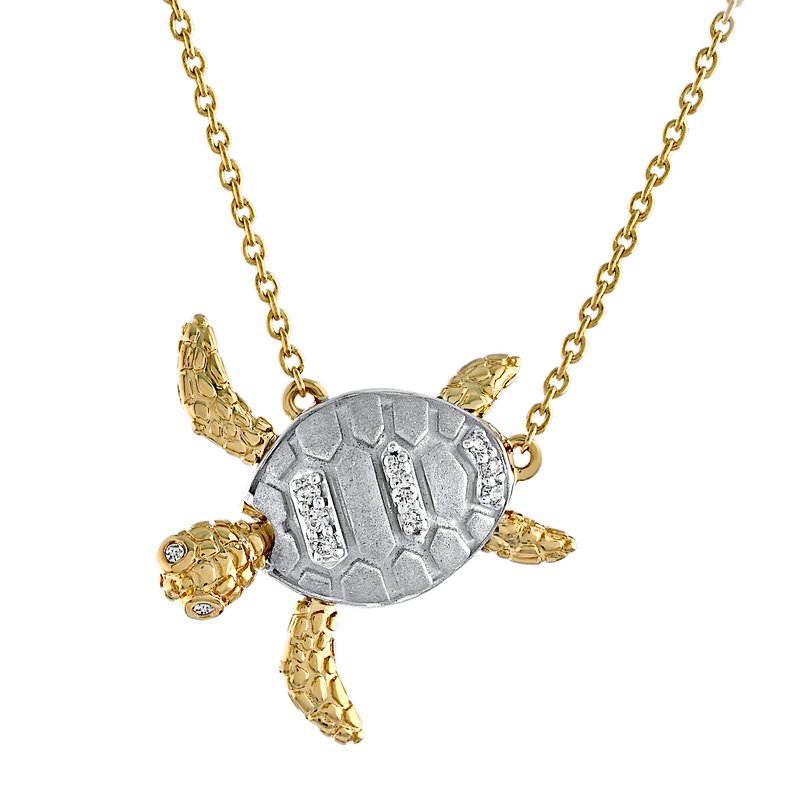 14K Turtle Nautical Necklace 17 inch