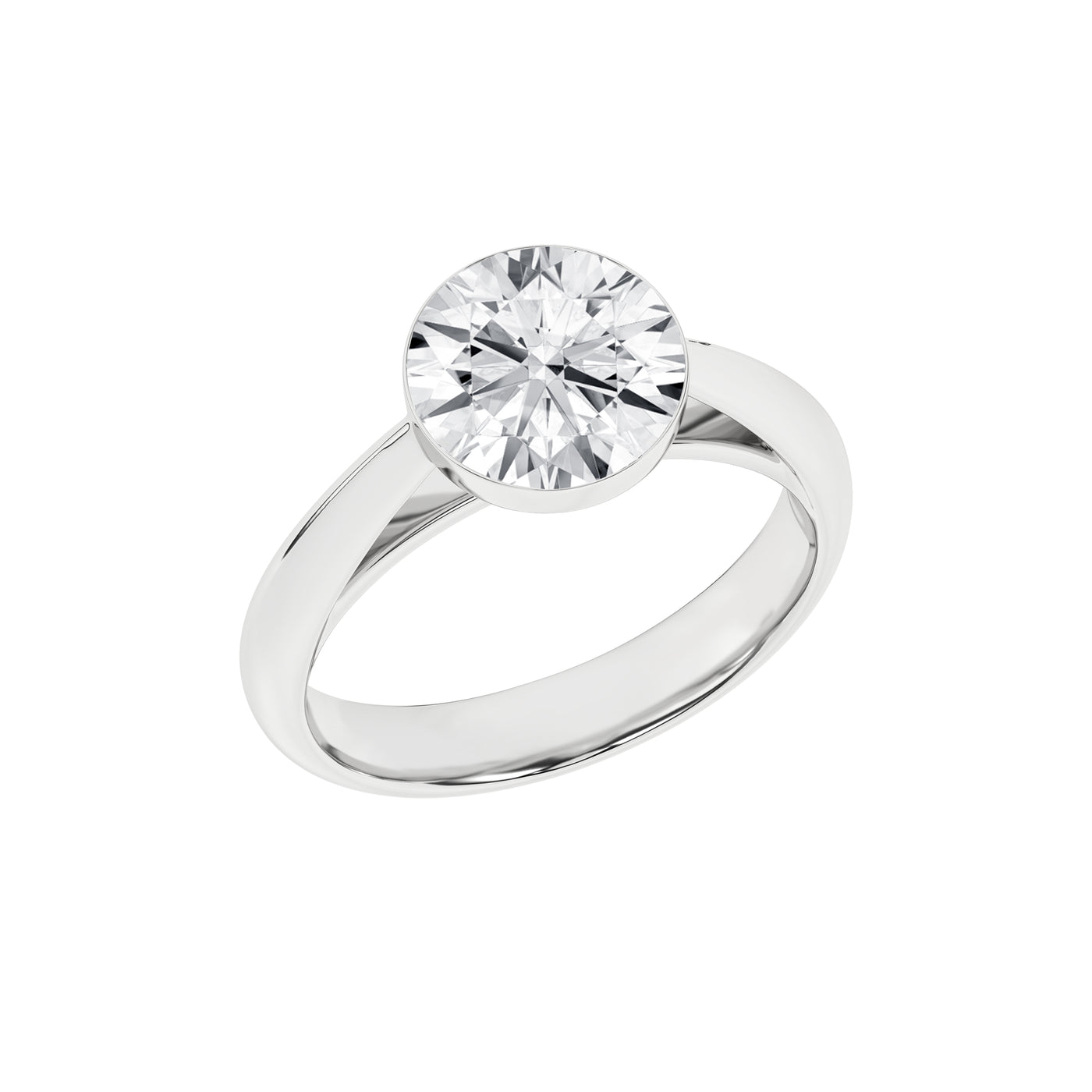 14K White Round Brilliant Cut Lab Grown Diamond Solitaire Engagement Ring