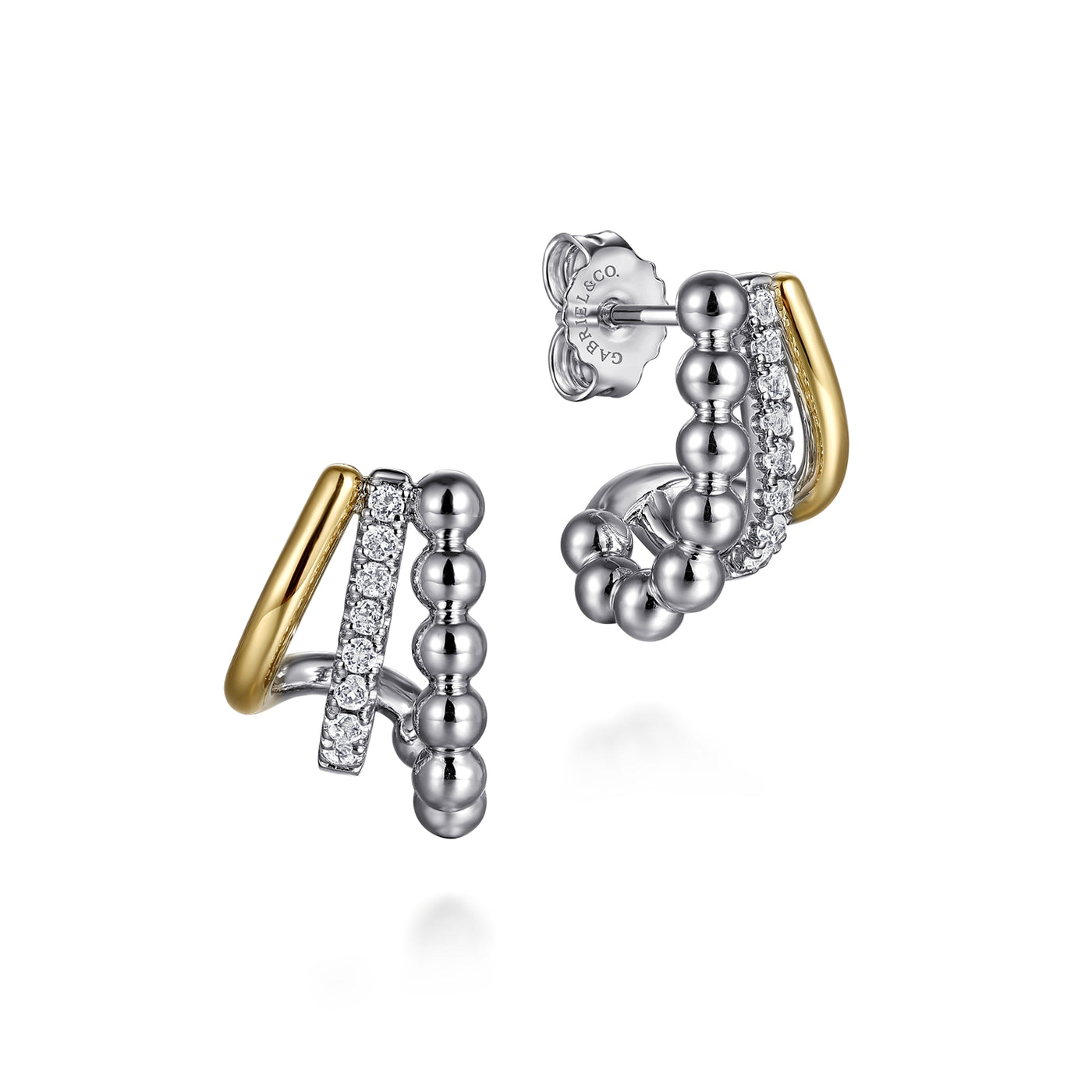 Sterling/14K Yellow Sapphire J Hoop Earrings