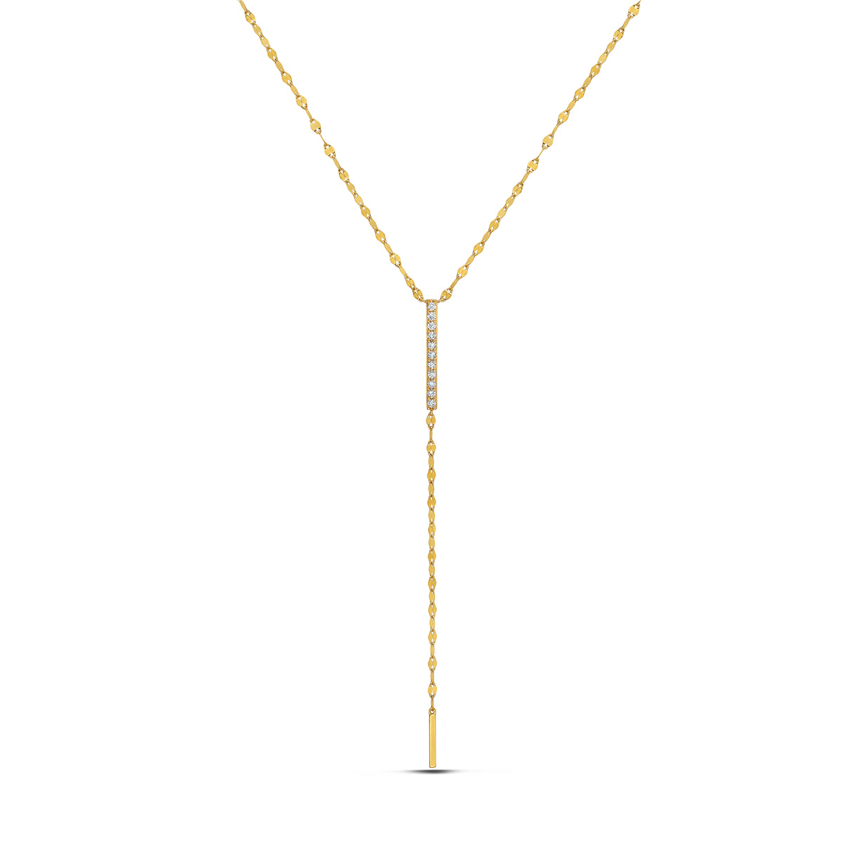 14K Yellow Gold Natural Diamond Drop Necklace