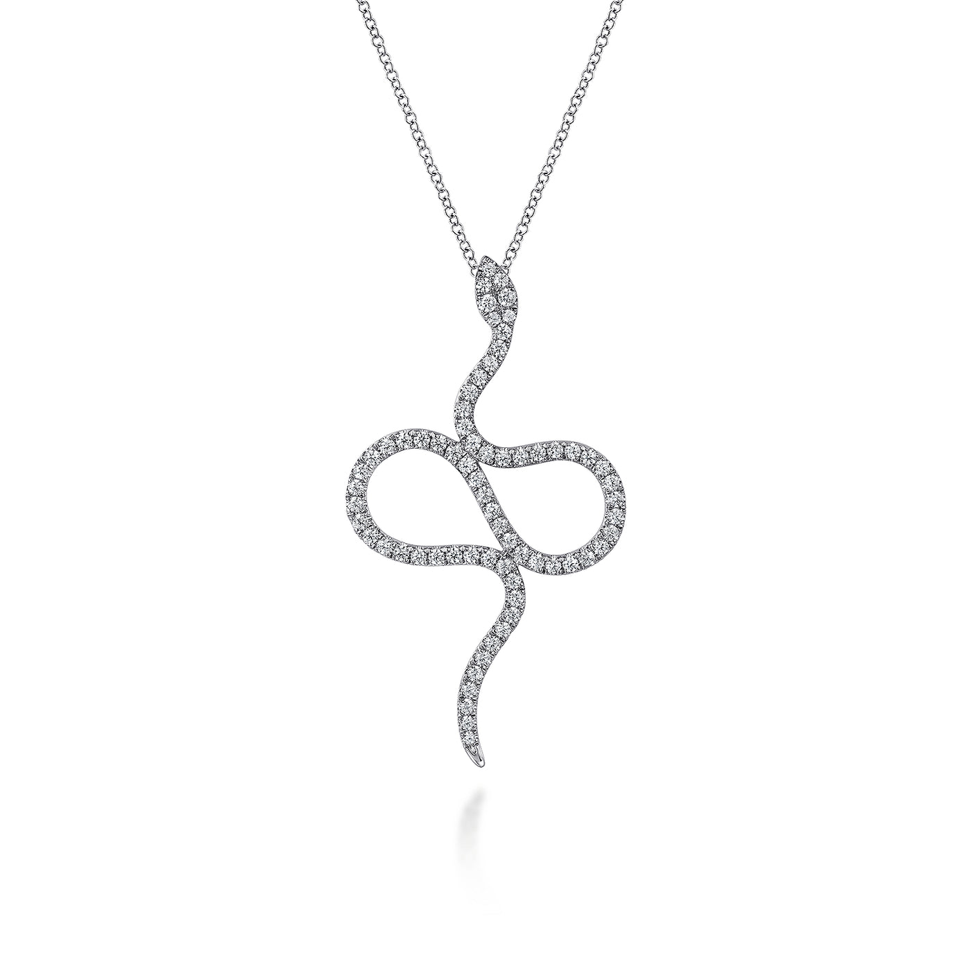 14K White Natural Diamond 17.5 inch Necklace