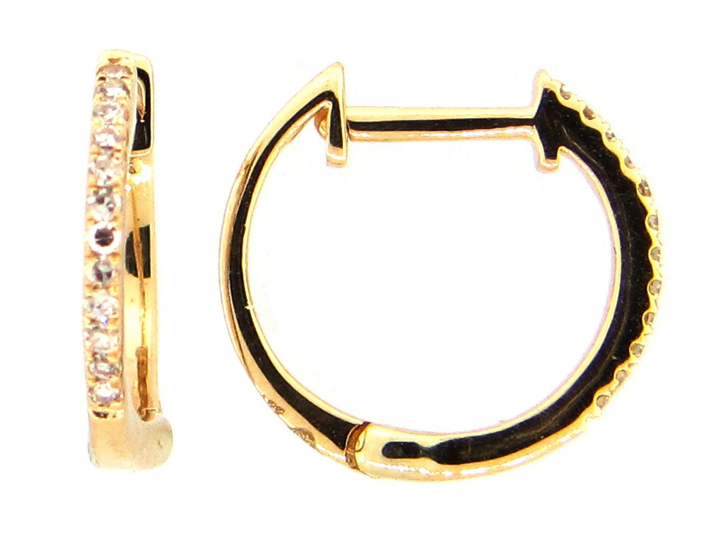 14K Yellow Natural Diamond Huggie Earrings