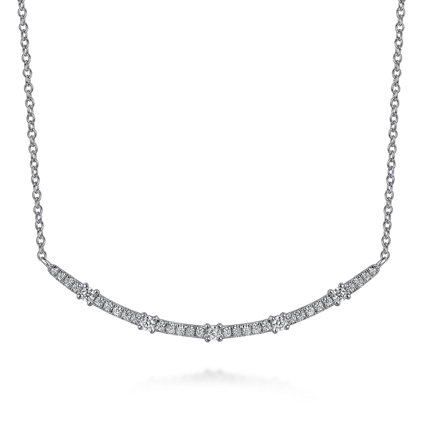 14K White Natural Diamond 17.5 inch Necklace