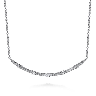 14K White Natural Diamond 17.5 inch Necklace