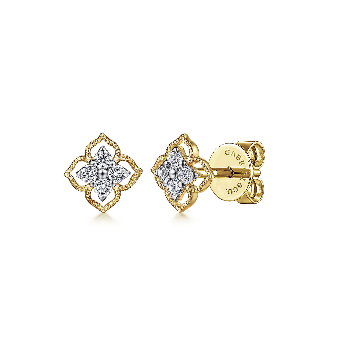 14K Yellow Natural Diamond Stud Earrings