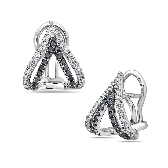 18K White Natural Diamond Huggie Earrings