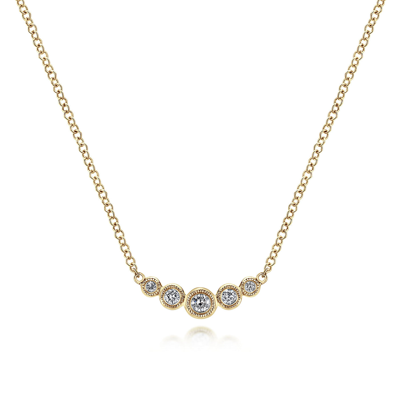 14K Yellow Natural Diamond 17.5 inch Necklace