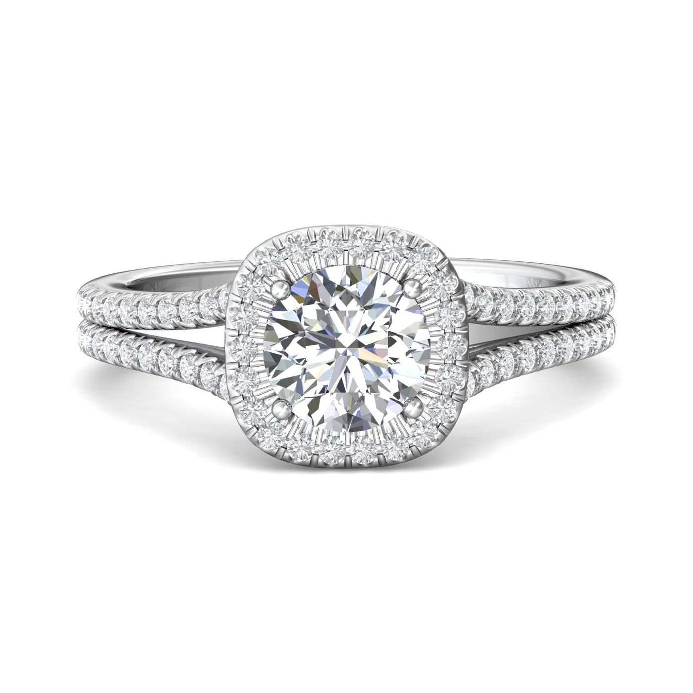14K White Natural Diamond Semi-Mount Ring that accomodates a 6.50 mm Center