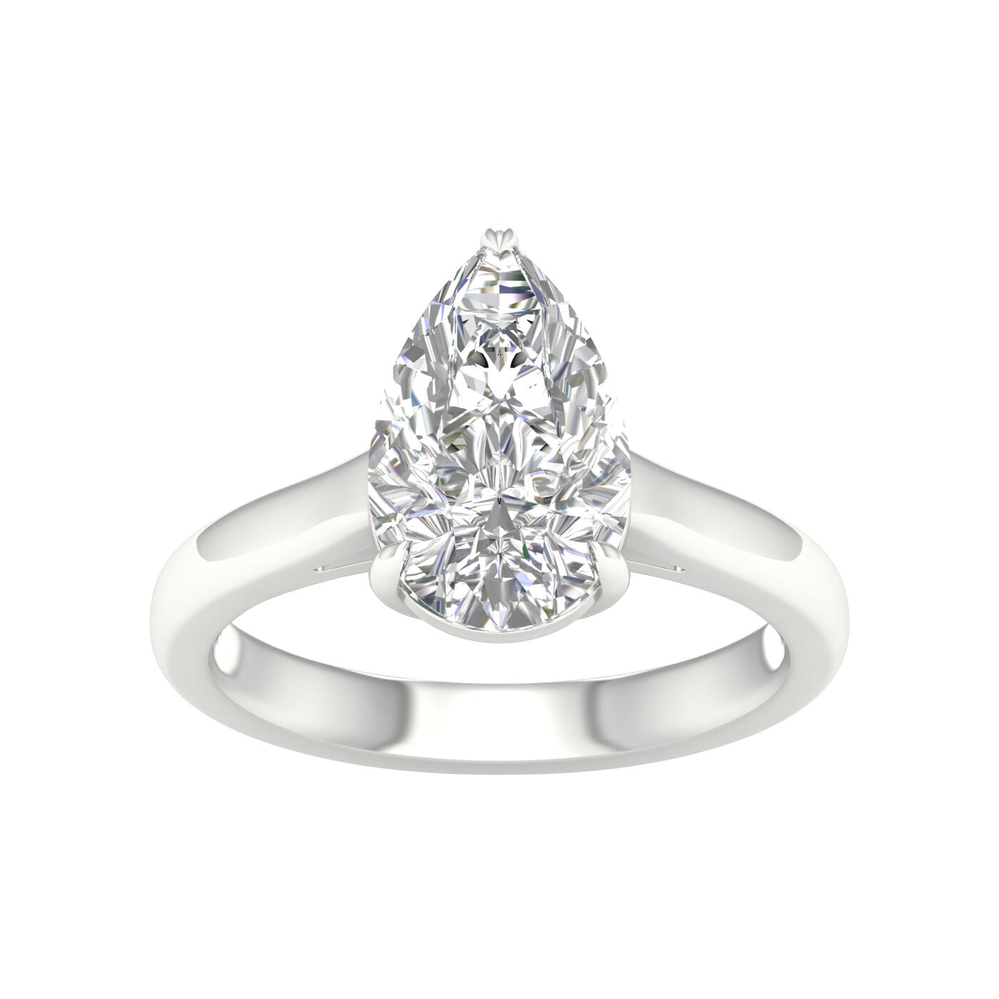 14K White Pear Lab Grown Diamond Solitaire Engagement Ring