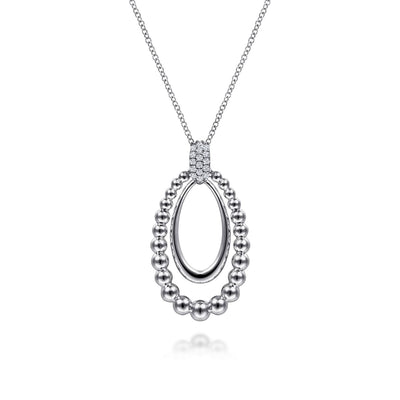 Sterling Silver White Sapphire Necklace 17.5 inch