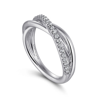 Sterling Silver White Sapphire Criss Cross Ring
