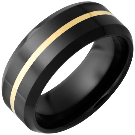 Black Ceramic 8 mm 18 KYG Wedding Band Size 11