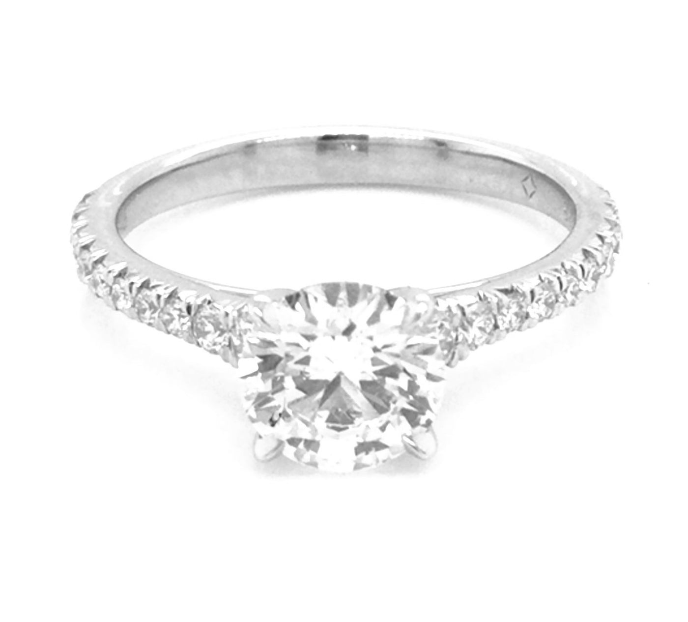 Platinum Round Brilliant Cut Natural Diamond Classic Engagement Ring