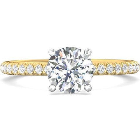 14K Yellow & White Natural Diamond Semi-Mount Ring that accomodates a 8.00 mm Center