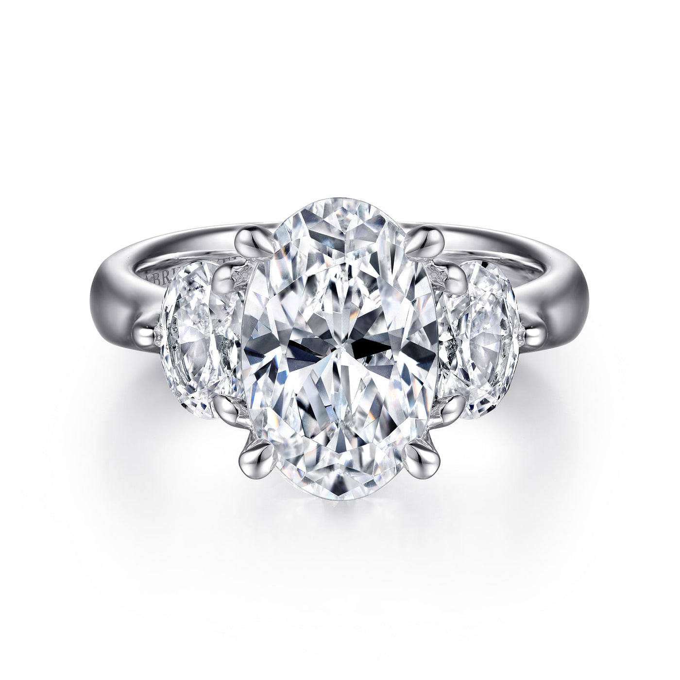 18K White Natural Diamond Semi-Mount Ring that accomodates an 11.50 X 7.50 Center