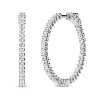 14K White Lab Grown Diamond Hoop Earrings