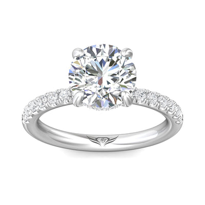 14K White Natural Diamond Semi-Mount Ring that accomodates a 9.00 mm Center