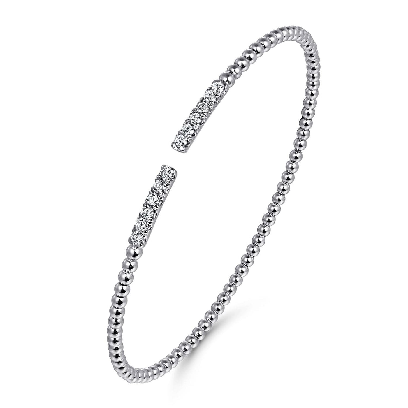 14K White Natural Diamond Cuff Bracelet