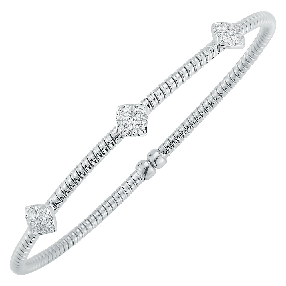 18K White Natural Diamond Cuff Bracelet